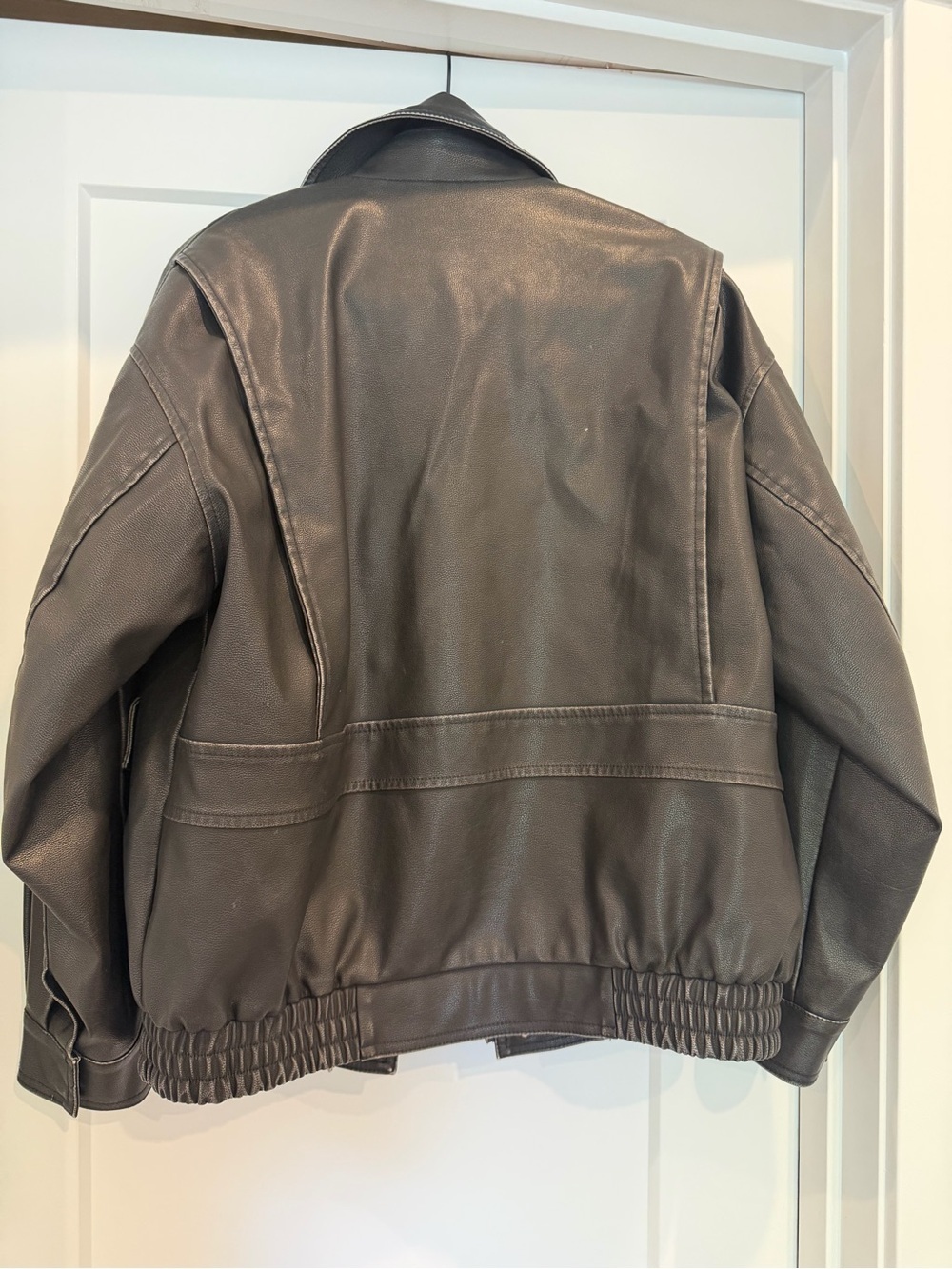 Velvet by Jenny Graham Oversized Black Faux Leather Jacket Size Small - Picture 2 of 4
